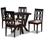 Baxton Studio Anise Modern and Contemporary Sand Fabric Upholstered and Dark Brown Finished Wood 5-Piece Dining Set